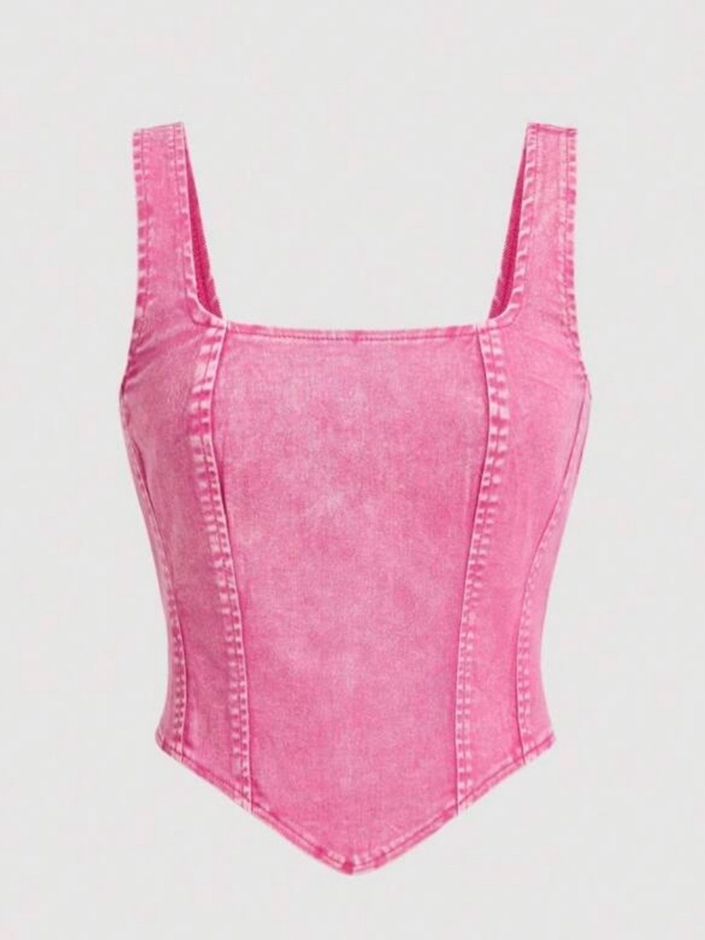 Pink Denim Corset Tank Top
